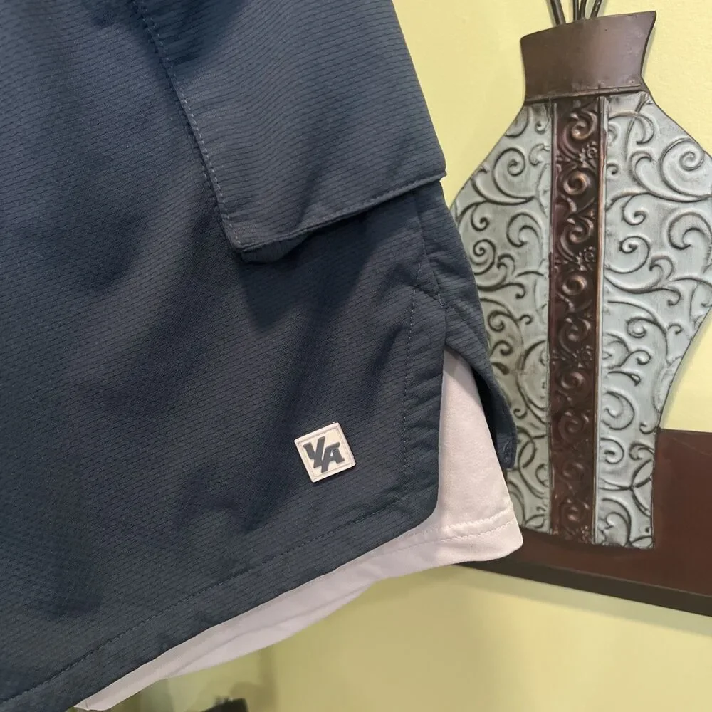 YOUNGLA Lined Cargo Shorts Men’s Small Blue Drawstring